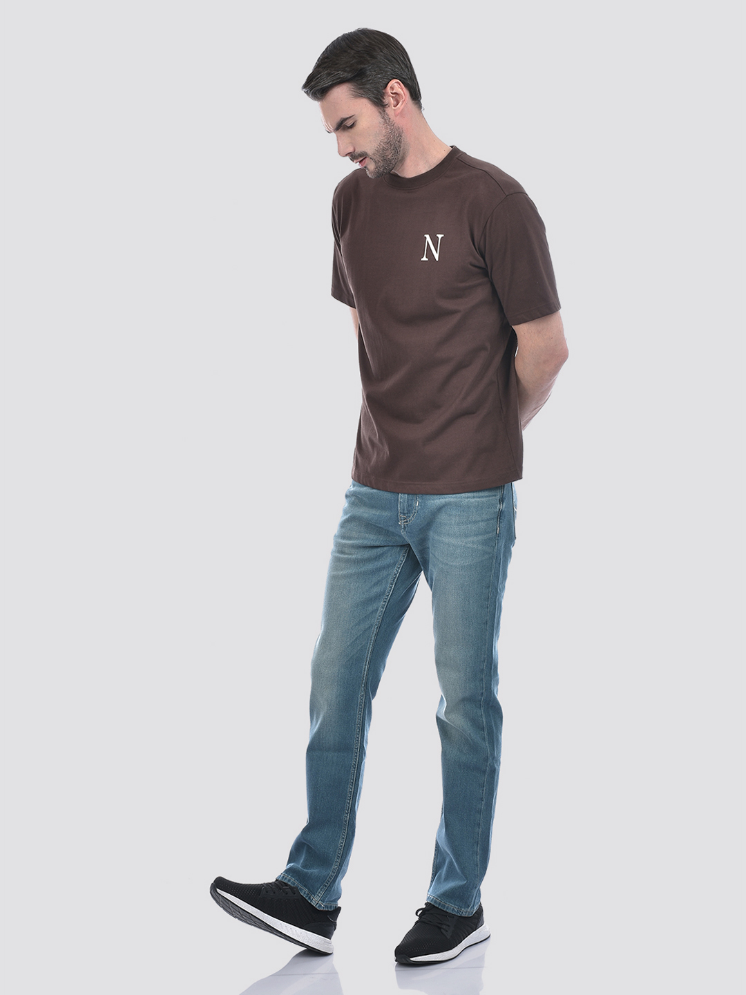 Numero Uno Men's Half Sleeve Oversized Brown Round Neck T-Shirt